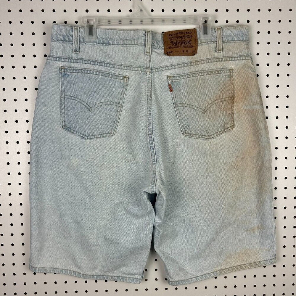 Levi's 550 Jean Blue Denim Shorts Size 38 Jorts Worn Classic Vintage Light Wash‎